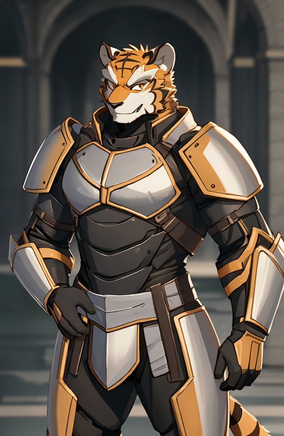 01047-2684354898-bara, furry, furry_male,male focus,muscular male, orange eyes,tiger furry,tiger ears, ,1boy, solo, _bodysuit, ,armor,.png